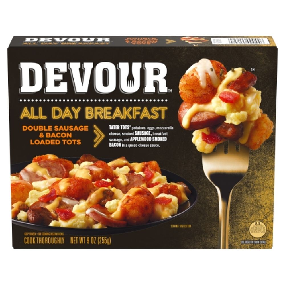 Devour All Day Breakfast Double Sausage And Bacon Loaded Tots, 9 Ounce -- 8 Per Case