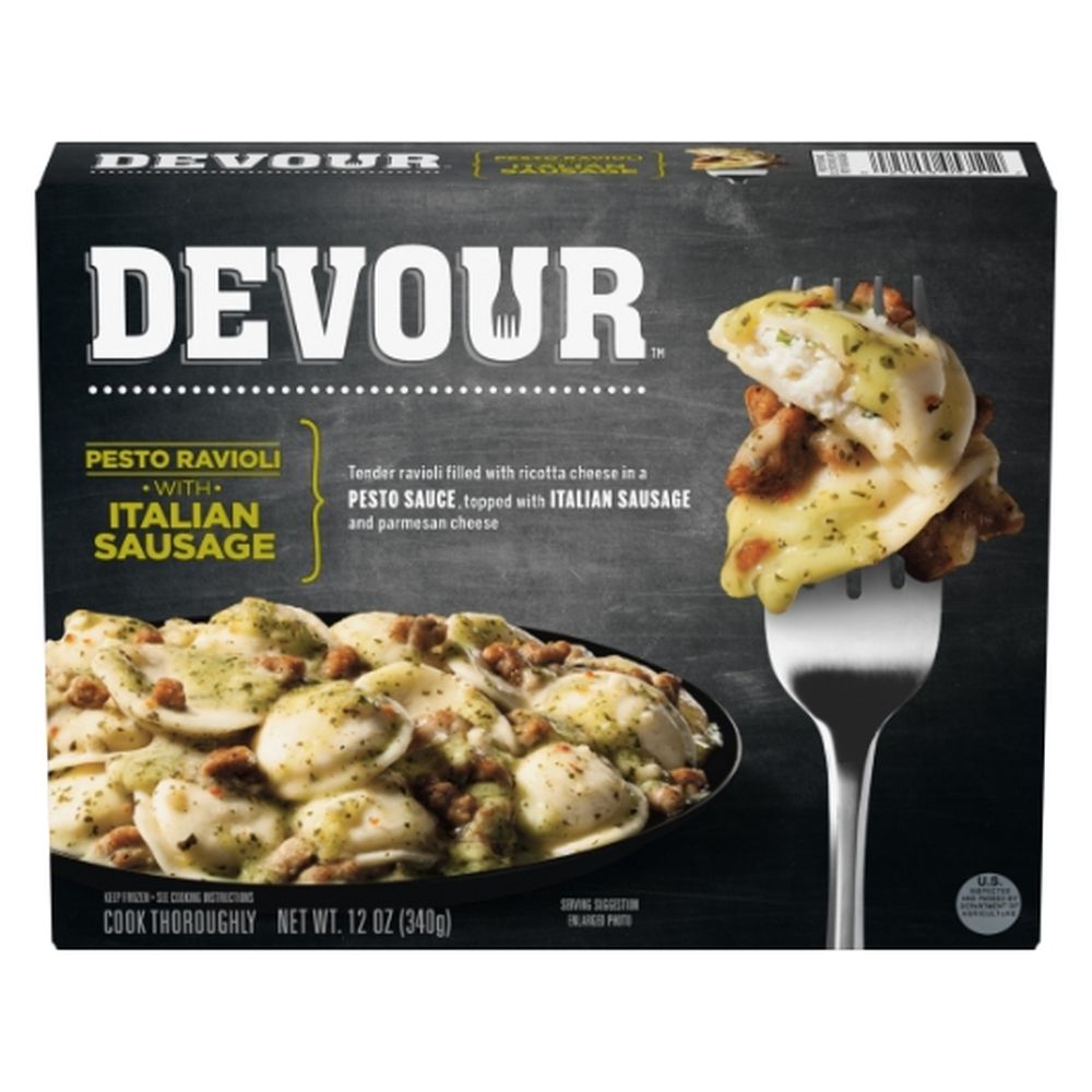 Devour Pesto Ravioli With Spicy Italian Sausage, 12 Ounce -- 8 Per Case