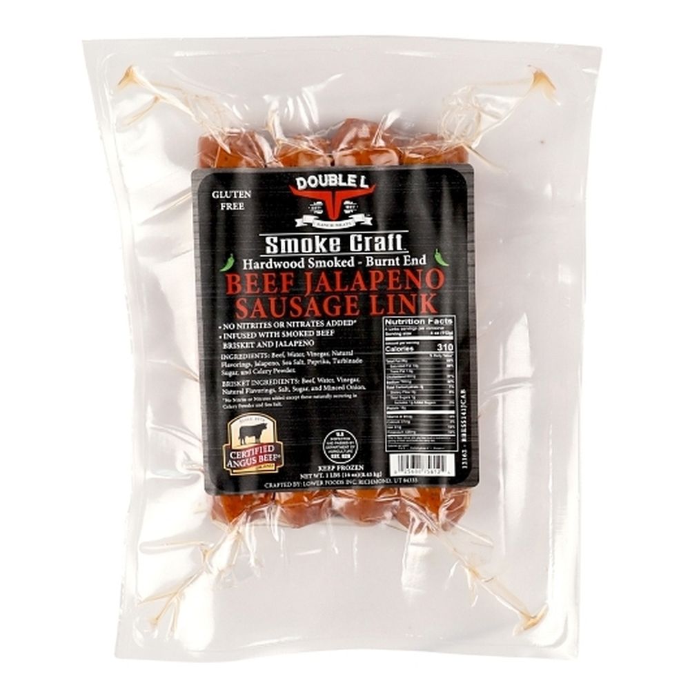 Certified Angus Beef Hardwood Smoked Burnt End Beef Jalapeno Sausage Link, 1 Pound -- 12 Per Case