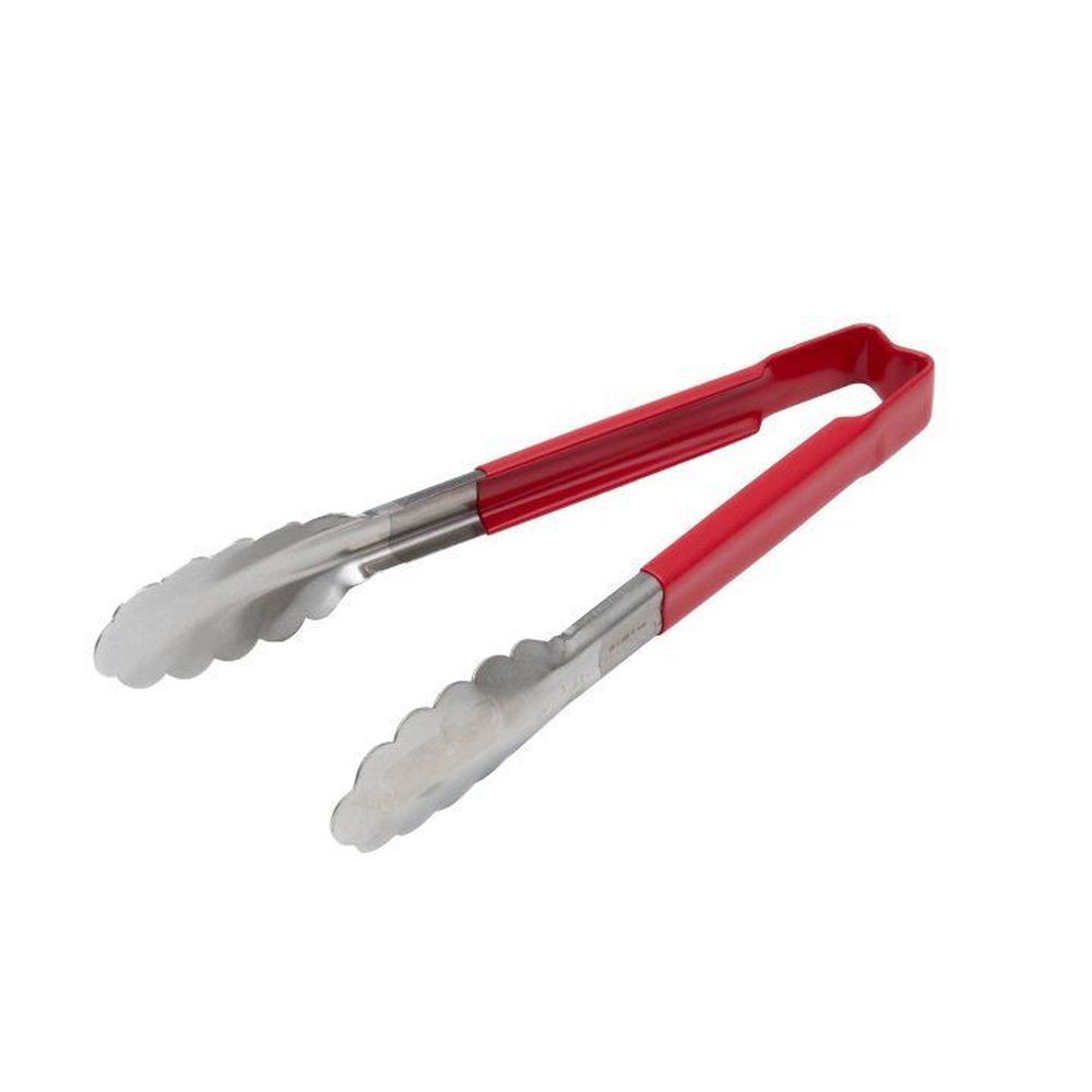 Vollrath One-piece Color-coded Scalloped Tong With Red Handle, 9 1/2 Inch -- 12 Per Case