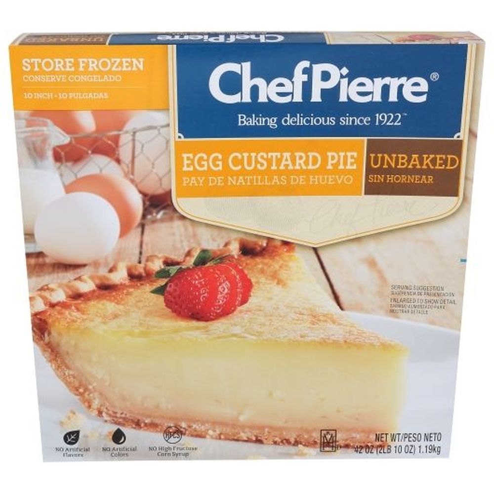 Chef Pierre 10 Inch Unbaked Open Face Egg Custard Pie, 42 Ounce -- 6 Per Case