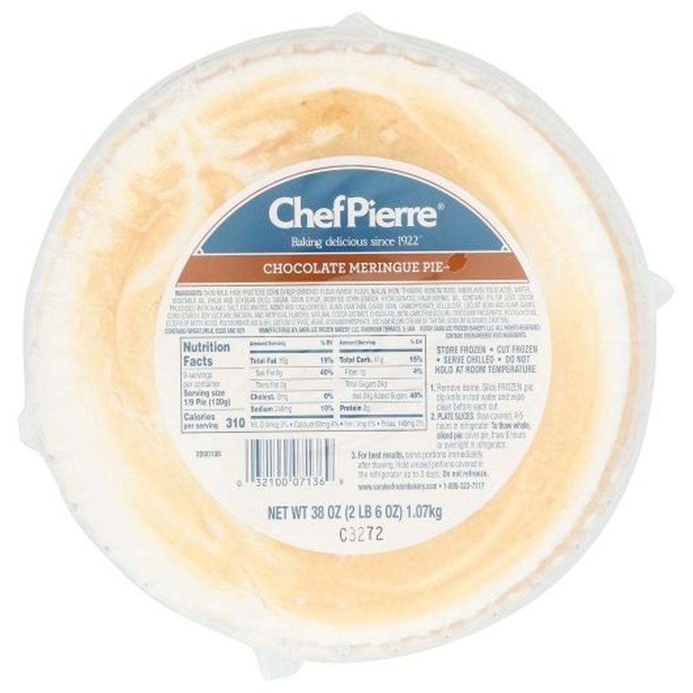 Chef Pierre 10 Inch Chocolate Meringue Pie, 38 Ounce -- 6 Per Case