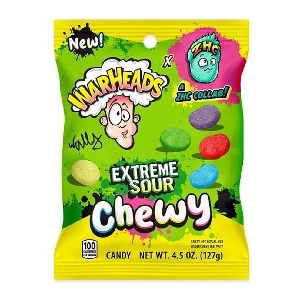 Warheads Extreme Sour Chewy Candy - Peg Bag, 4.5 Ounce -- 12 Per Case