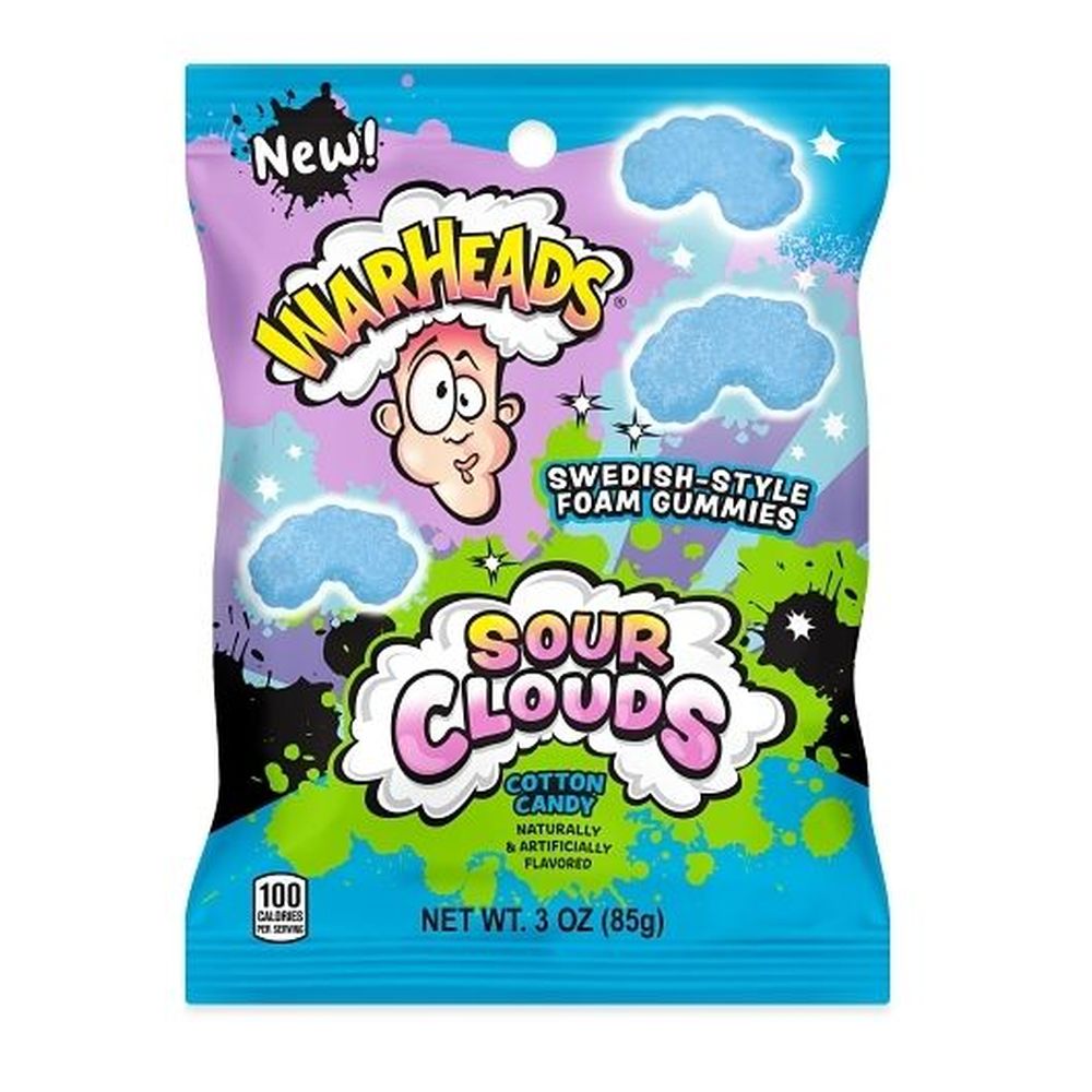 Warheads Sour Clouds Swedish Style Foam Gummy Candy, 3 Ounce -- 12 Per Case
