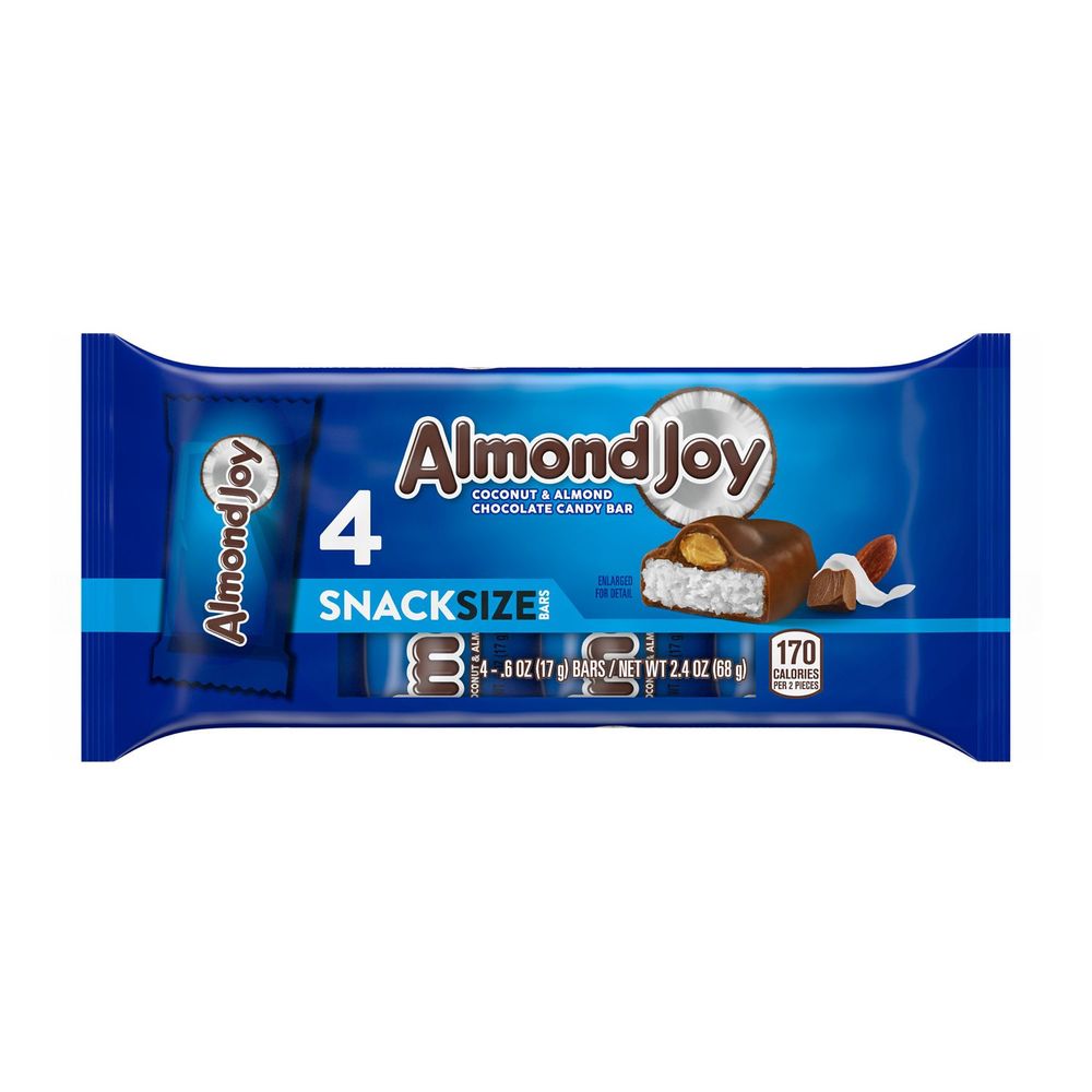 Almond Joy Coconut And Almond Chocolate Snack Size Candy Bar, 2.4 Ounce -- 24 Per Case
