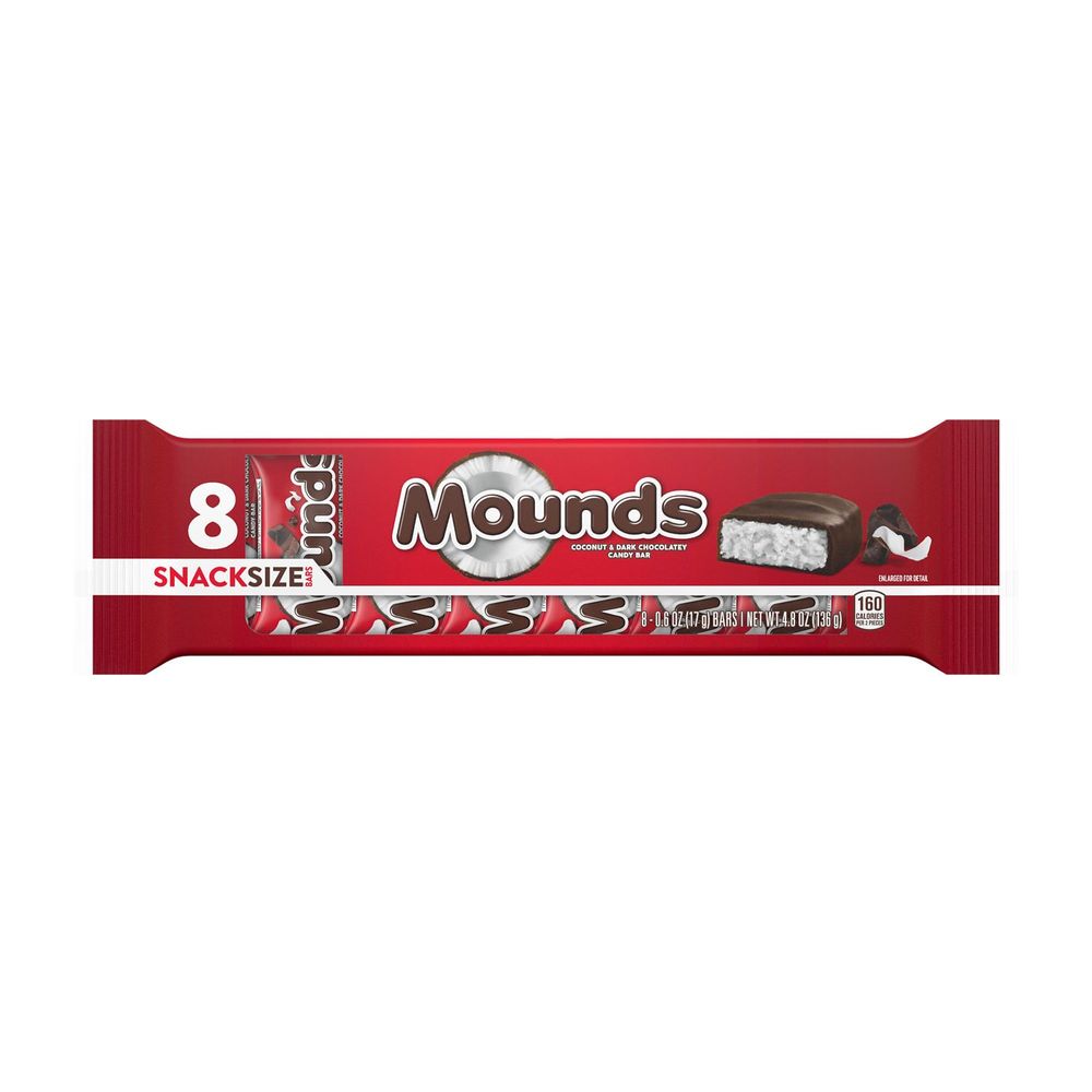 Mounds Coconut And Dark Chocolatey Snack Size Candy Bar, 4.8 Ounce -- 24 Per Case