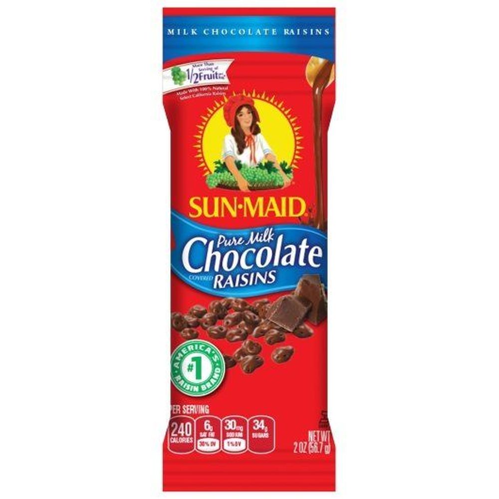 Sun-maid Pure Milk Chocolate Covered Raisin, 2 Ounce -- 40 Per Case