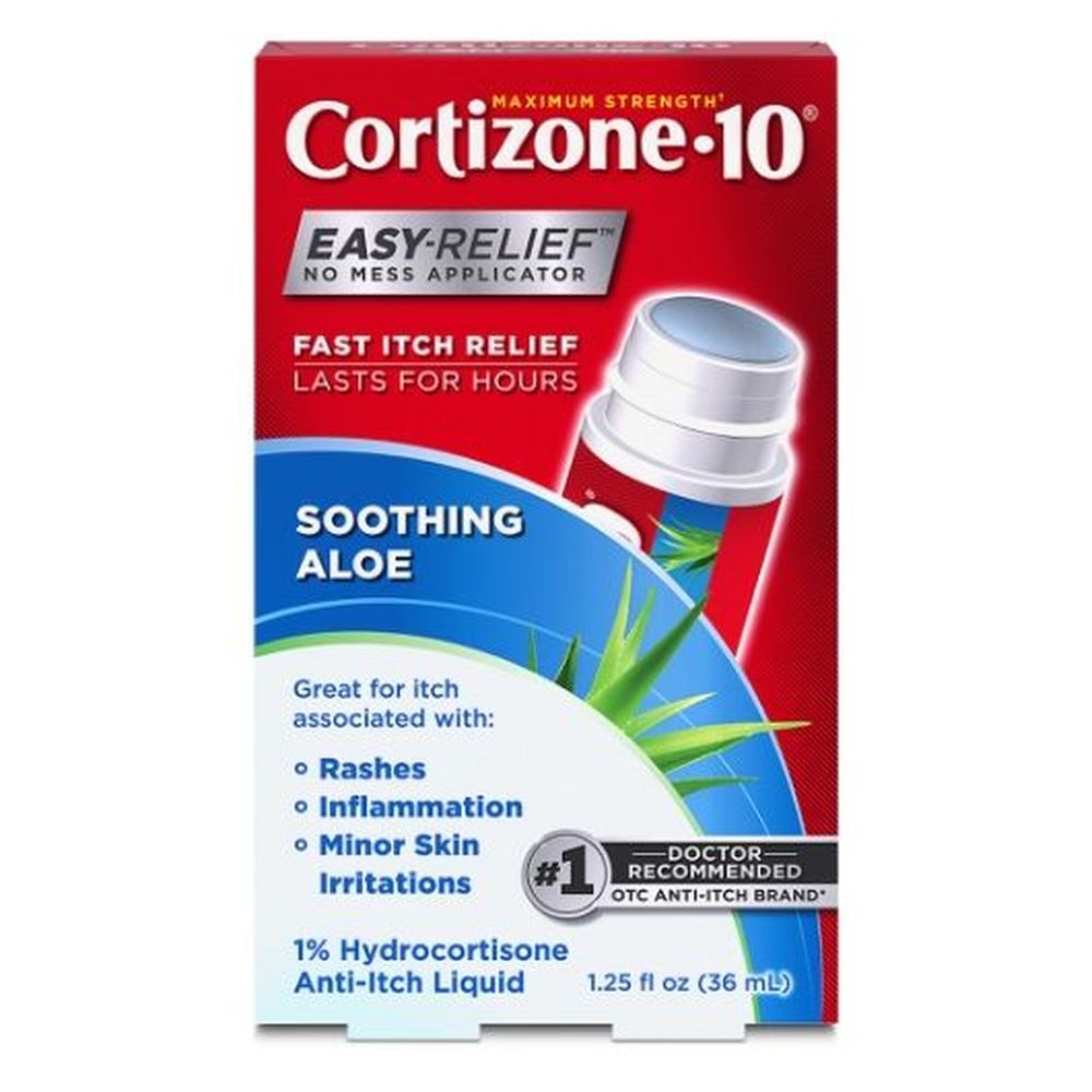 Cortizone-10 Maximum Strength Easy Relief No Mess Applicator Soothing Aloe Anti-itch Liquid, 1.25 Fluid Ounce -- 24 Per Case