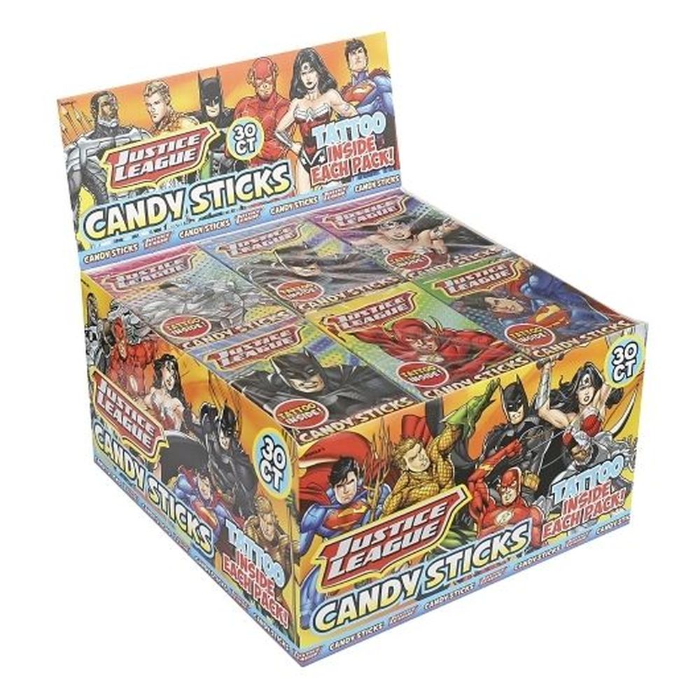 World Confections Super Hero Candy Stick With Tattoo, 30 Count -- 16 Per Case