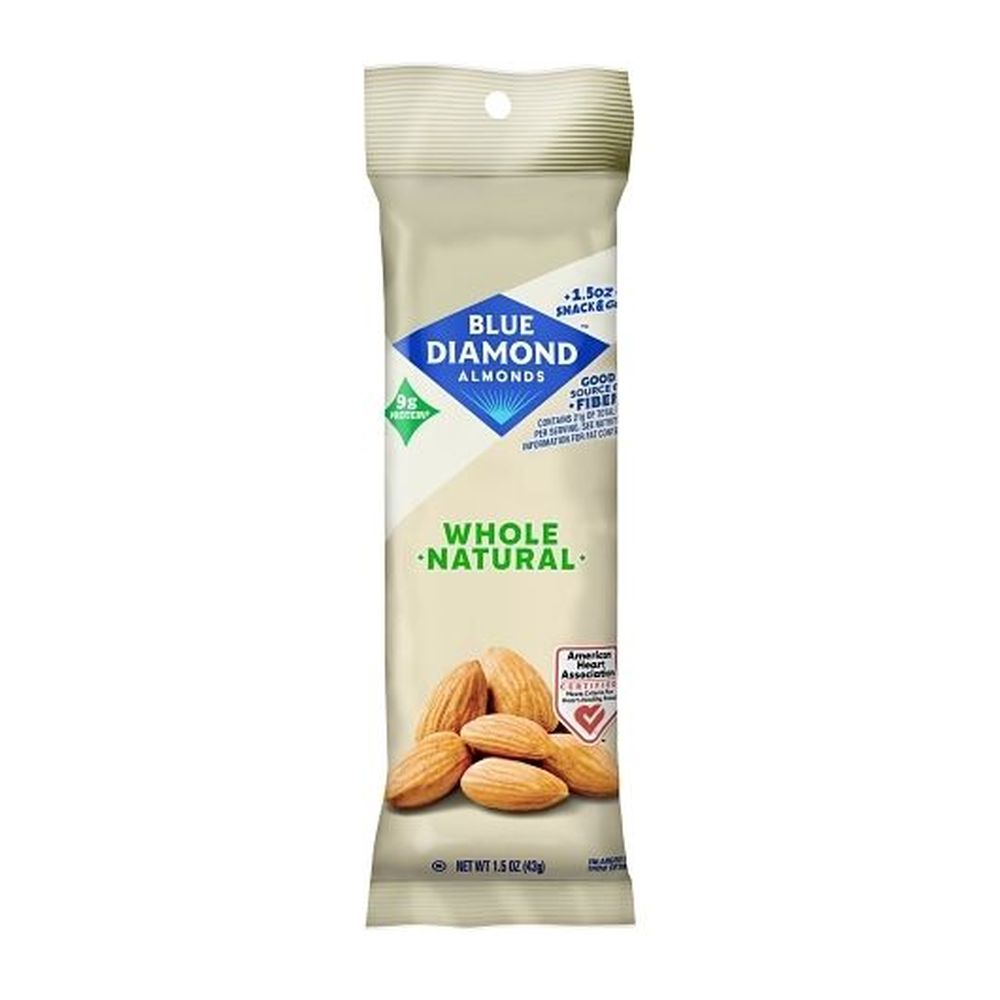 Blue Diamond Whole Natural Unsalted Almonds, 1.5 Ounce -- 144 Per Case