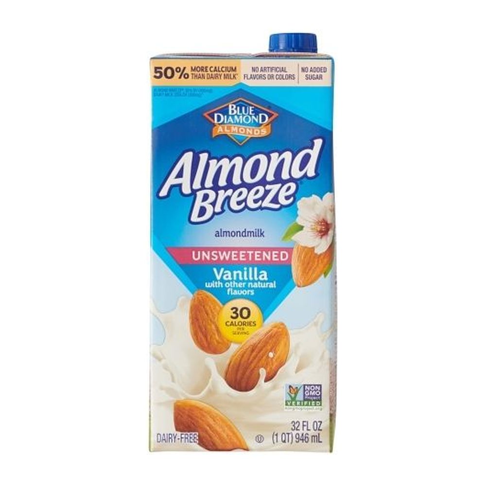 Almond Breeze Unsweetened Vanilla Almondmilk, 32 Fluid Ounce -- 12 Per Case