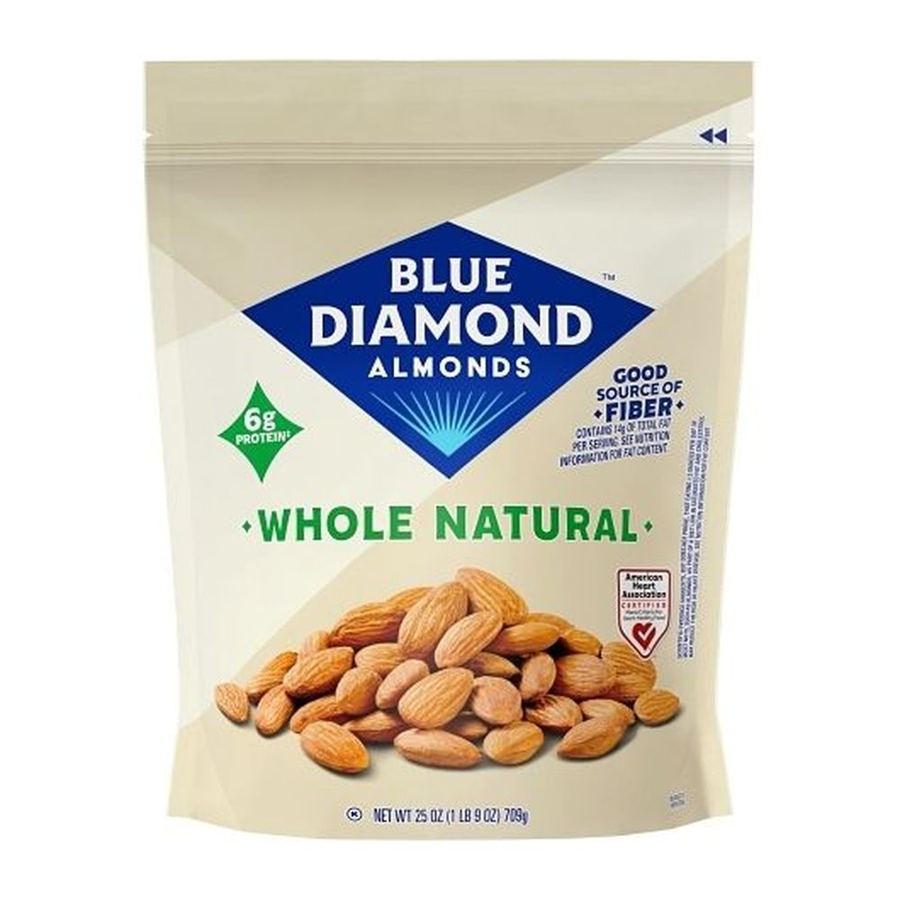 Blue Diamond Whole Natural Almonds, 25 Ounce -- 6 Per Case