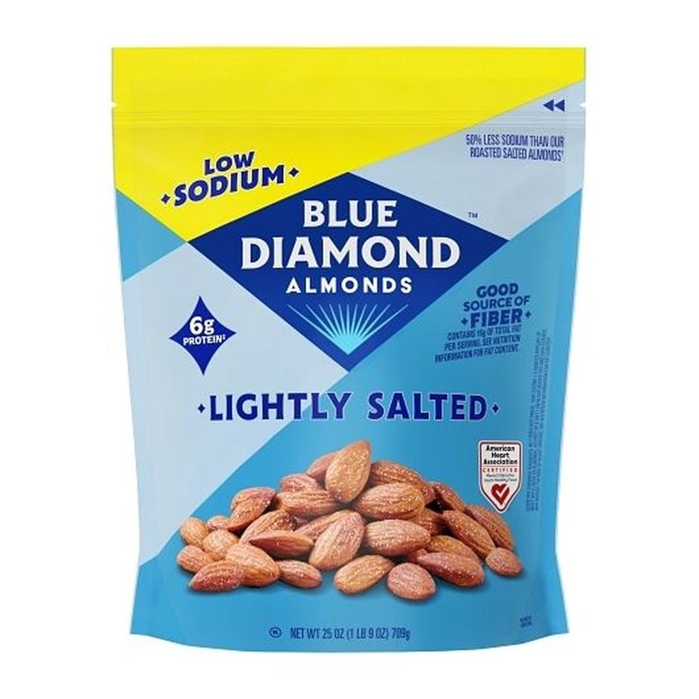 Blue Diamond Low Sodium Lightly Salted Almonds, 25 Ounce -- 6 Per Case