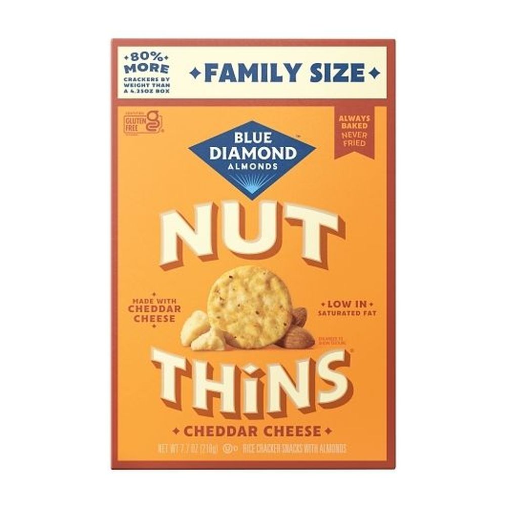 Nut-thins Family Size Cheddar Cheese Rice Crackers Snacks With Almonds, 7.7 Ounce -- 6 Per Case