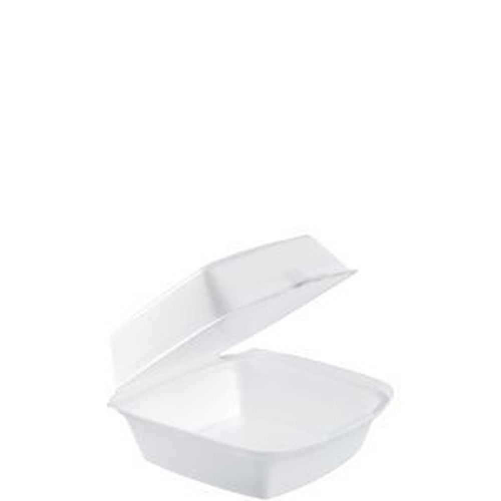 White XPS Foam Large Hinged Sandwich Container