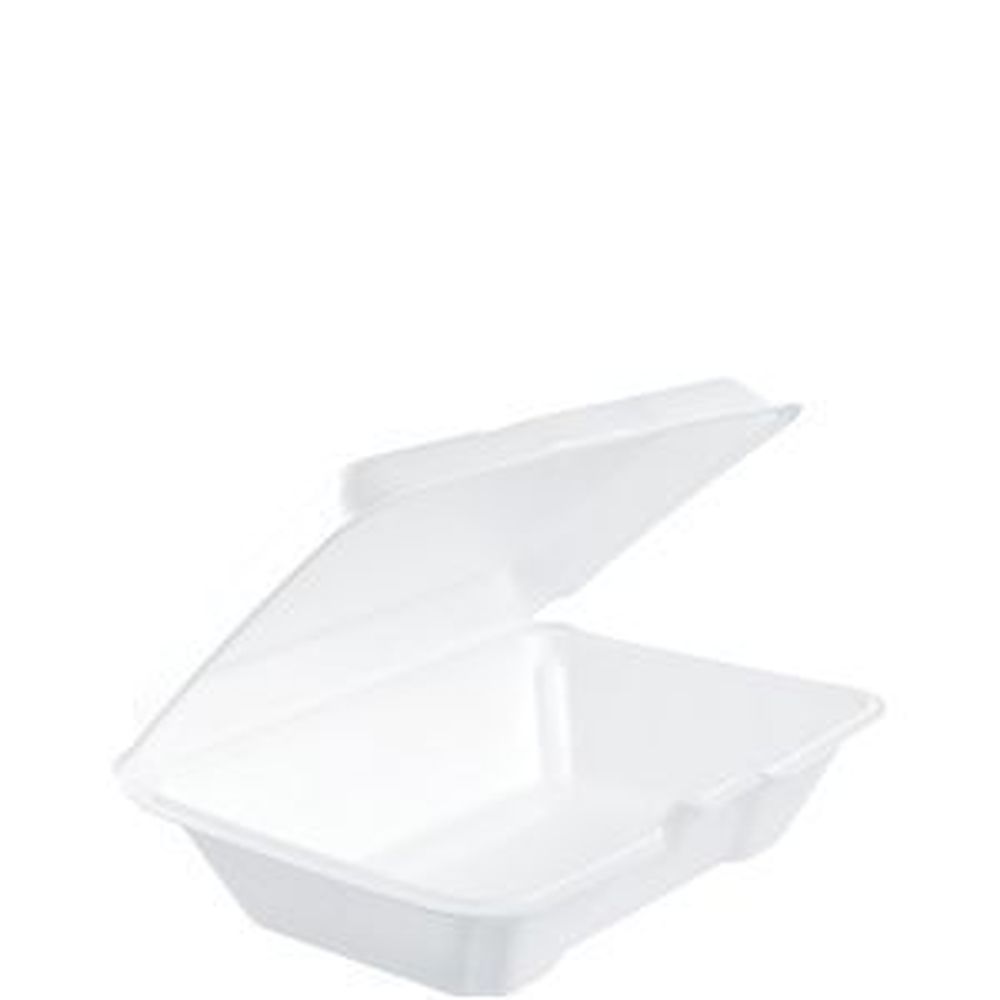 White XPS Foam Large 1 Compartment All Purpose Container with Perforated Hinged Lid