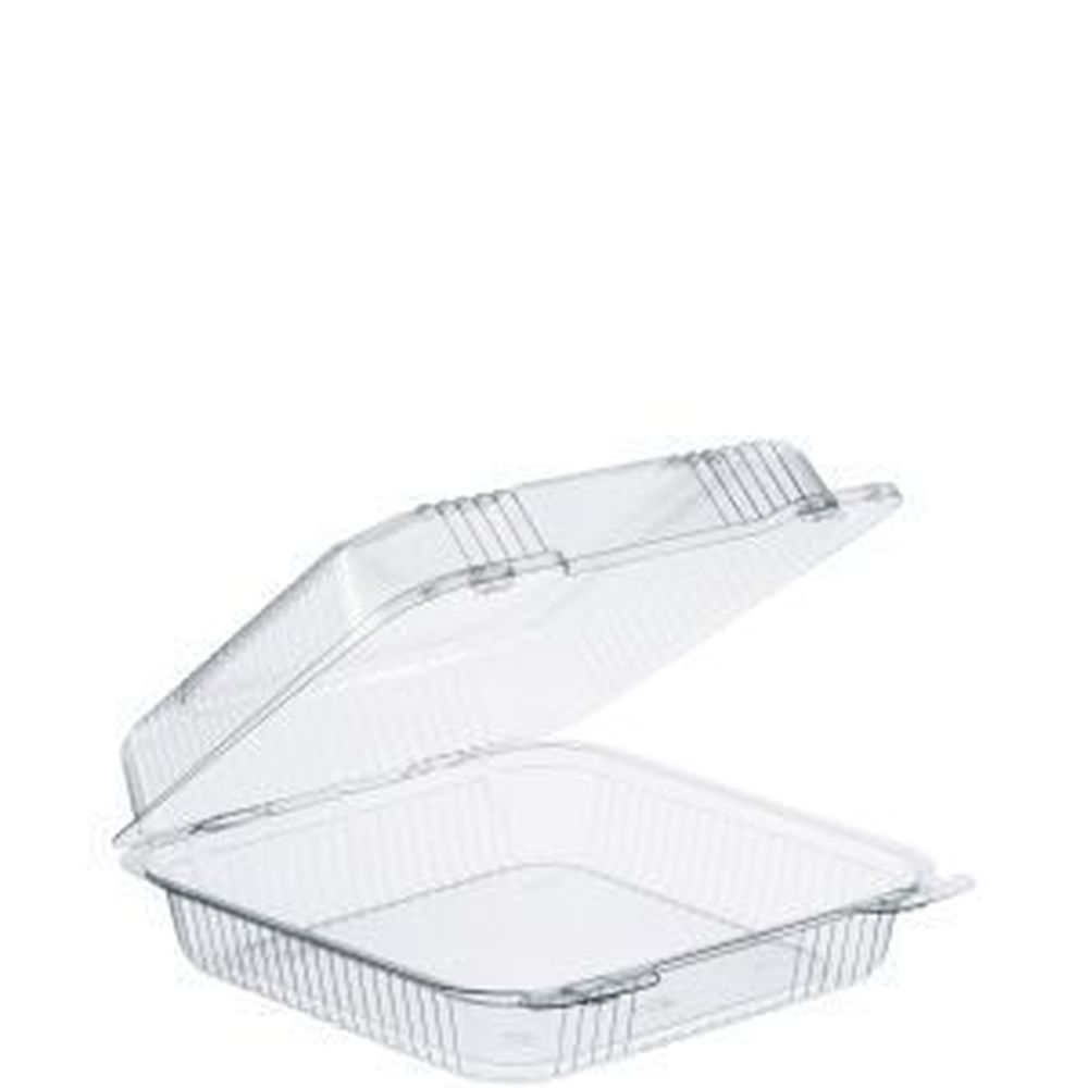 Staylock Clear Large Hinged Container, 9 X 8 5/8 X 3 Inch -- 200 Per Case