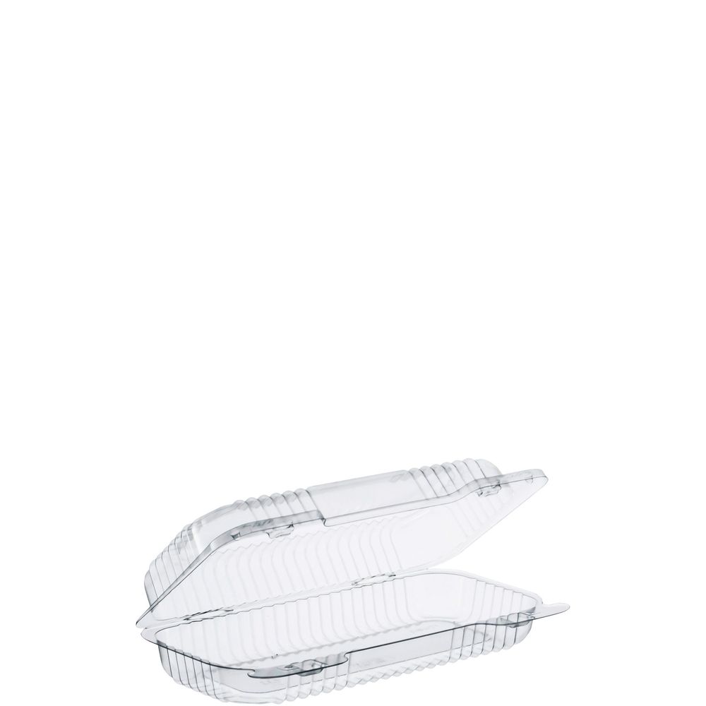 Staylock Clear Polystyrene Small Oblong Hinged Container, 8 1/2 X 4 1/2 X 2 1/8 Inch -- 250 Per Case