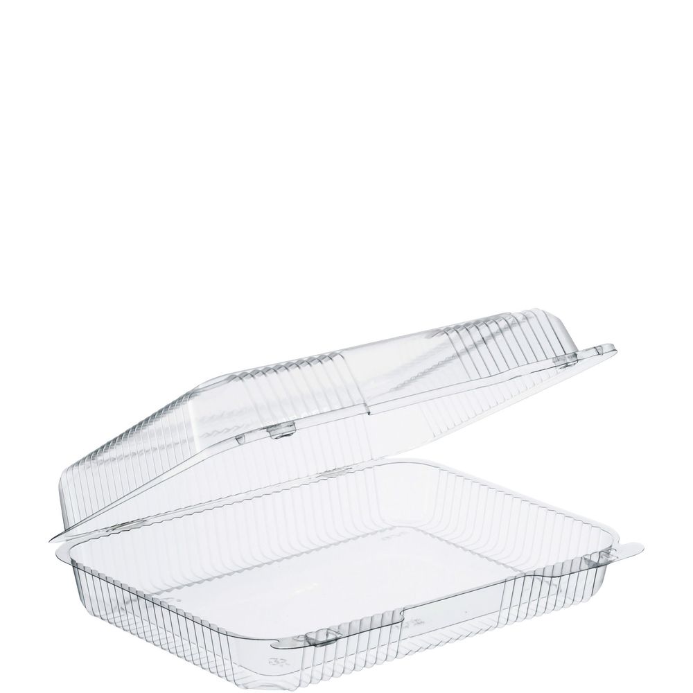 Staylock Clear Polystyrene Oblong Hinged Container, 10 1/2 X 8 1/4 X 2 7/8 Inch -- 250 Per Case