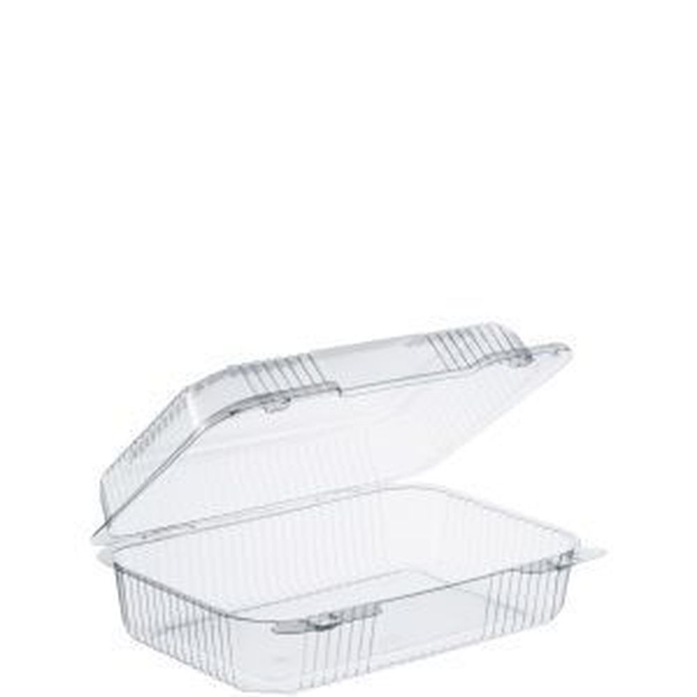 Staylock Oblong Clear High Dome Hinged Container, 9 3/8 X 6 3/4 X 3 1/8 Inch -- 250 Per Case