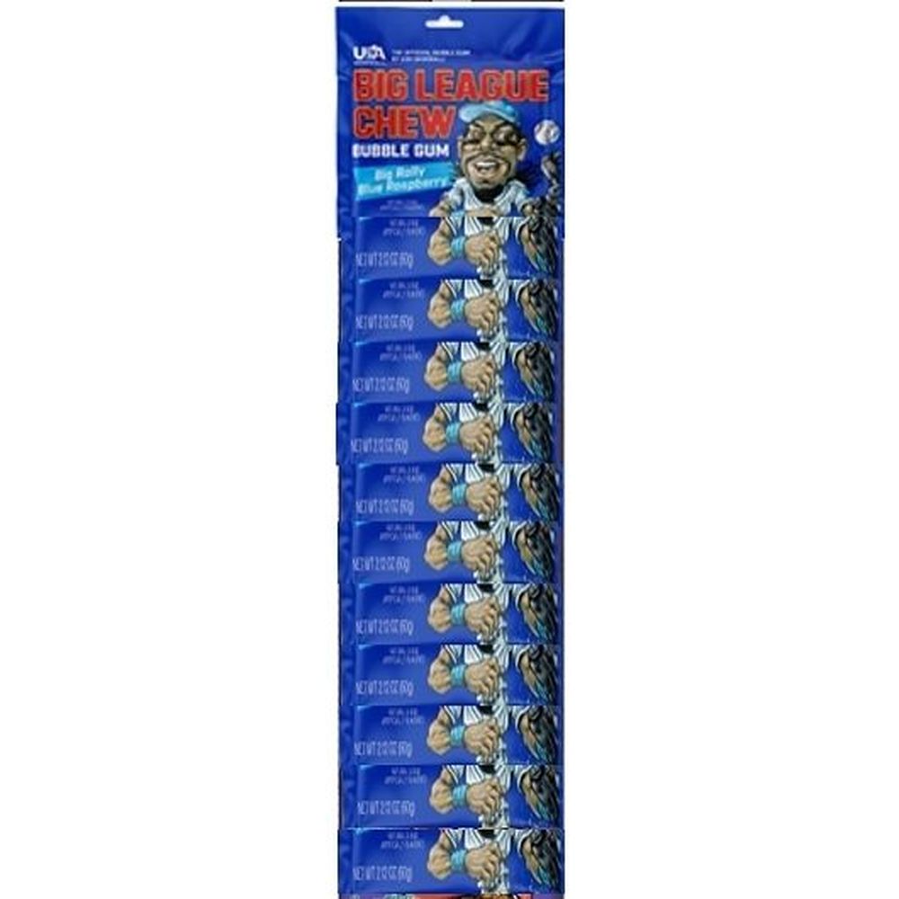 Big League Chew Blue Raspberry Bubble Gum, 2.12 Ounce -- 24 Per Case