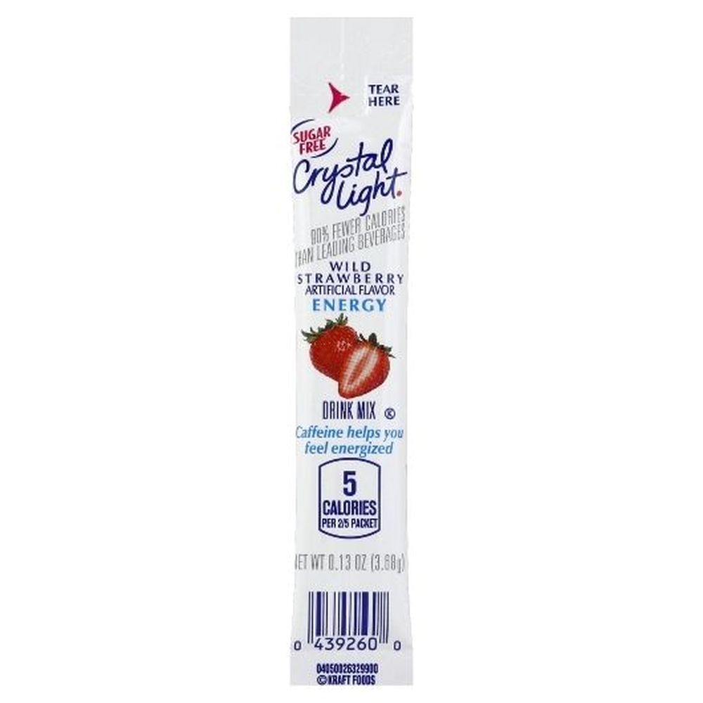 Crystal Light Sugar Free Energy Wild Strawberry On-the-go Powdered Mix, 0.13 Ounce -- 120 Per Case