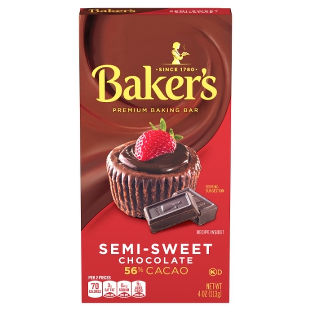 Baker's Premium Semi Sweet Chocolate Baking Bar, 4 Ounce -- 12 Per Case