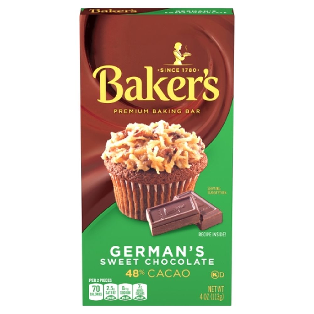 Baker's German Sweet Chocolate Baking Bar, 4 Ounce -- 12 Per Case
