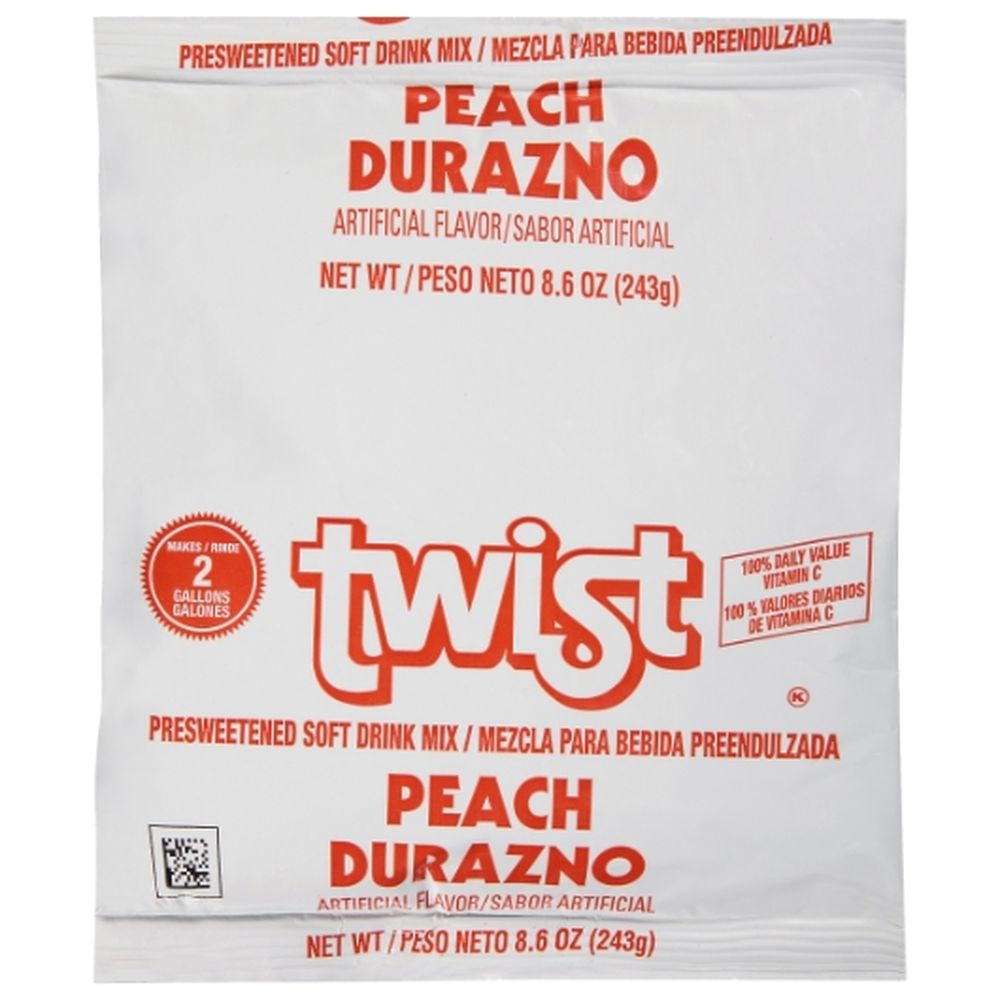 Twist Peach Powered Beverage Mix Pouch, 8.6 Ounce -- 12 Per Case
