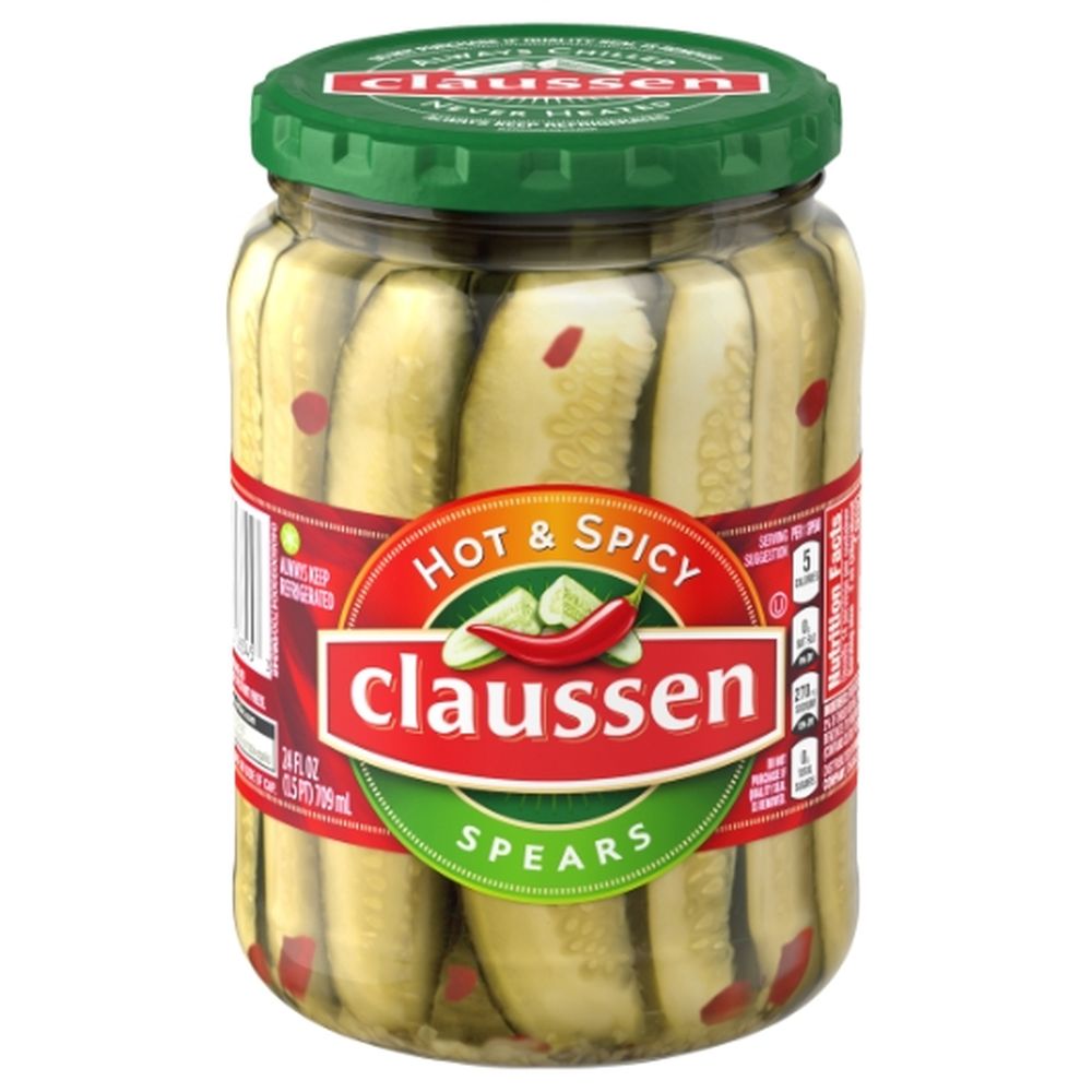 Claussen Hot And Spicy Spears Pickle, 24 Fluid Ounce -- 12 Per Case
