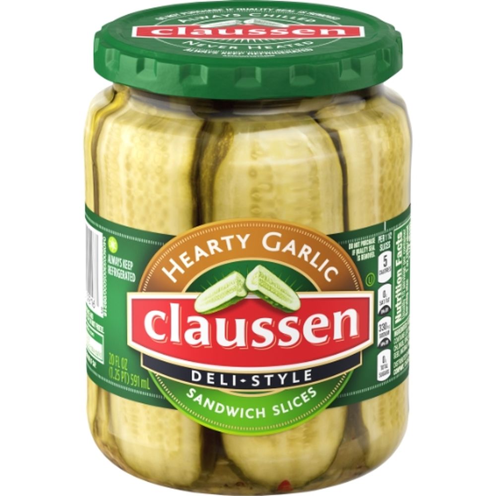 Claussen Deli Style Hearty Garlic Sandwich Slices Pickle, 20 Ounce -- 12 Per Case