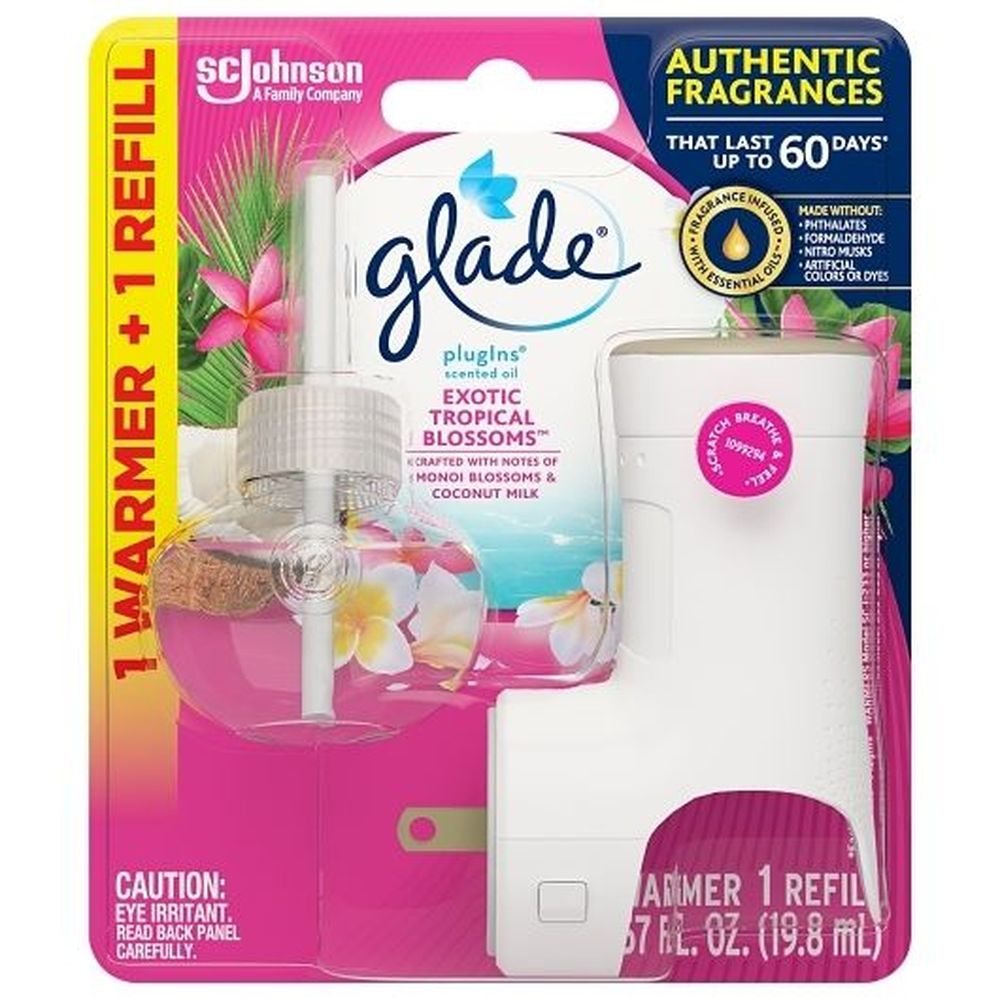 Glade Exotic Tropical Blossoms Plugins Scented Oil Starter Kit, 0.67 Fluid Ounce -- 5 Per Case