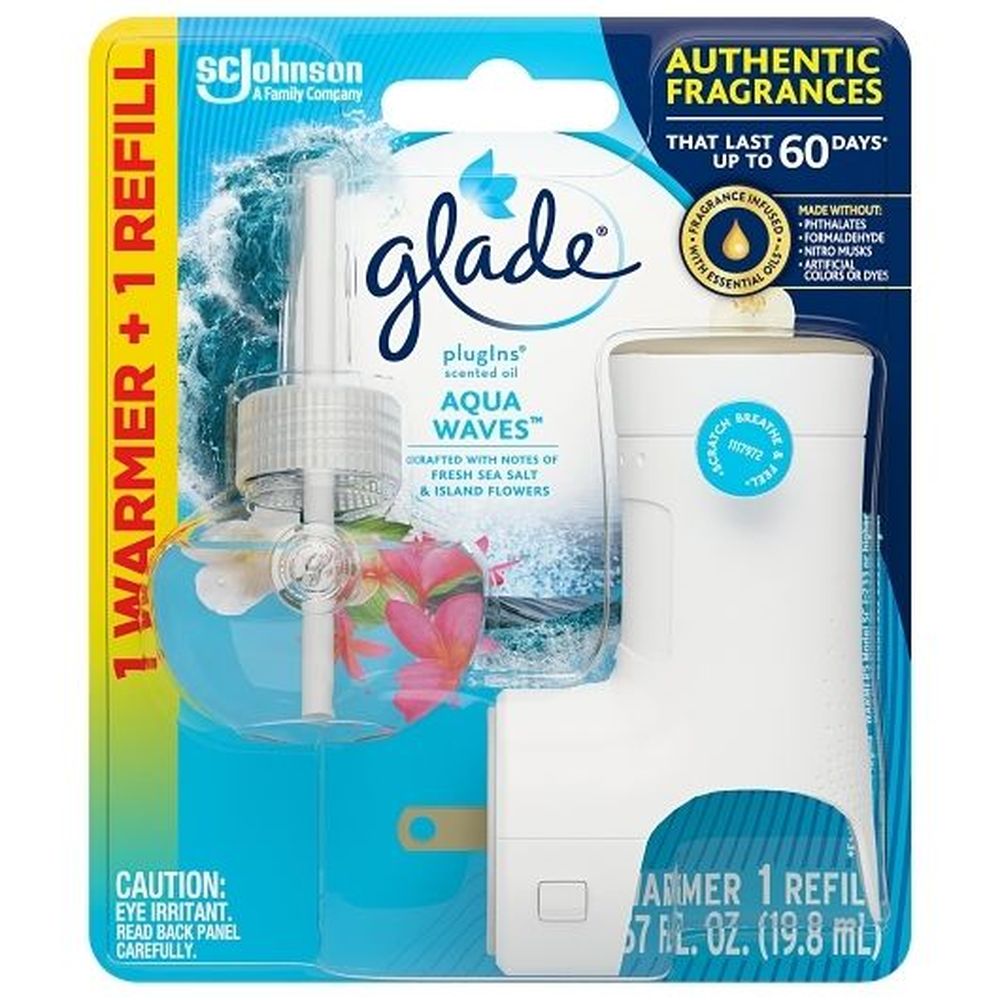 Glade Aqua Waves Plugins Scented Oil Starter Kit, 0.67 Fluid Ounce -- 5 Per Case