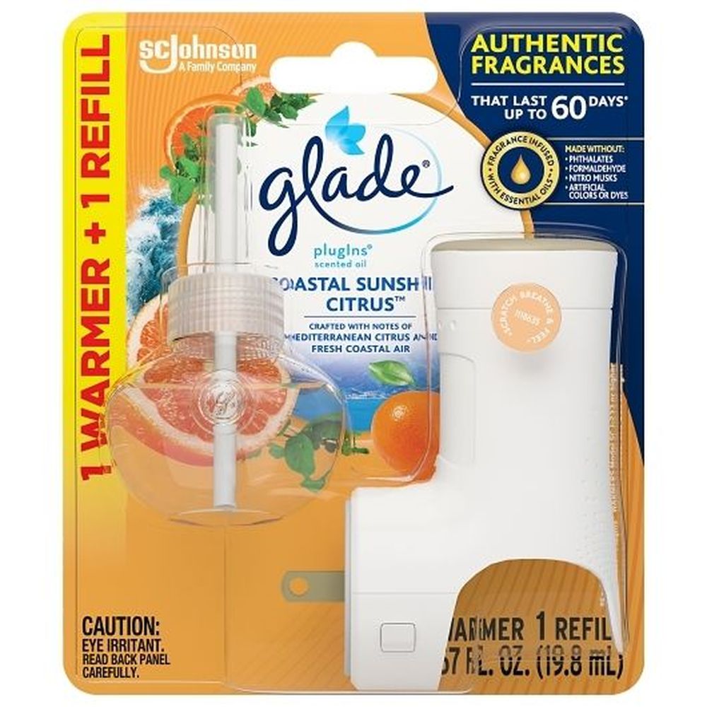 Glade Coastal Sunshine Citrus Plugins Scented Oil Starter Kit, 0.67 Fluid Ounce -- 5 Per Case