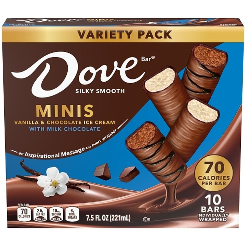 Dove Minis Vanilla And Milk Chocolate Ice Cream, 7.5 Fluid Ounce -- 8 Per Case