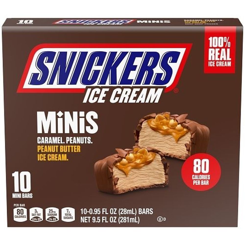 Snickers Original Caramel Peanut Butter Mini Ice Cream Bar, 9.5 Fluid Ounce -- 8 Per Case