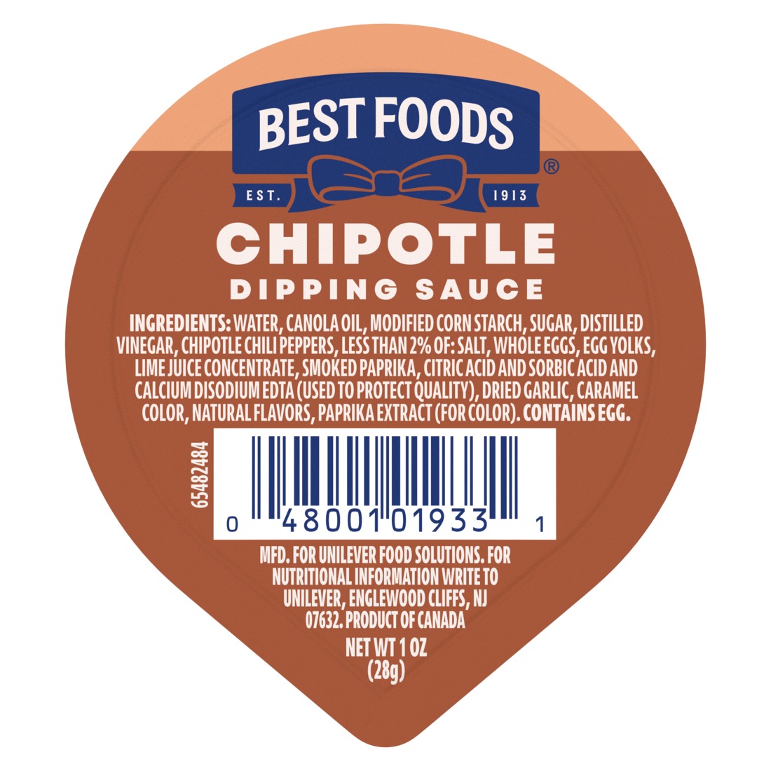 Best Foods Chipotle Mayonnaise Single Serve Dip Cup, 1 Ounce -- 108 Per Case