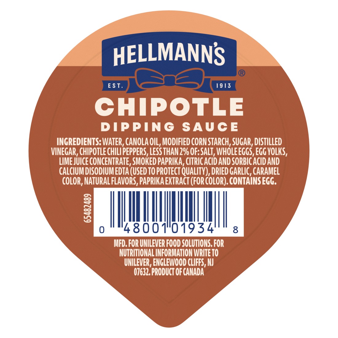 Hellmann's Chipotle Mayonnaise Single Serve Dip Cup, 1 Ounce -- 108 Per Case