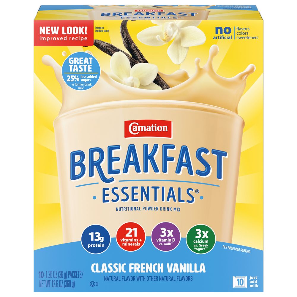 Carnation Breakfast Essentials Classic French Vanilla Nutritional Powder Drink Mix, 12.6 Ounce -- 6 Per Case
