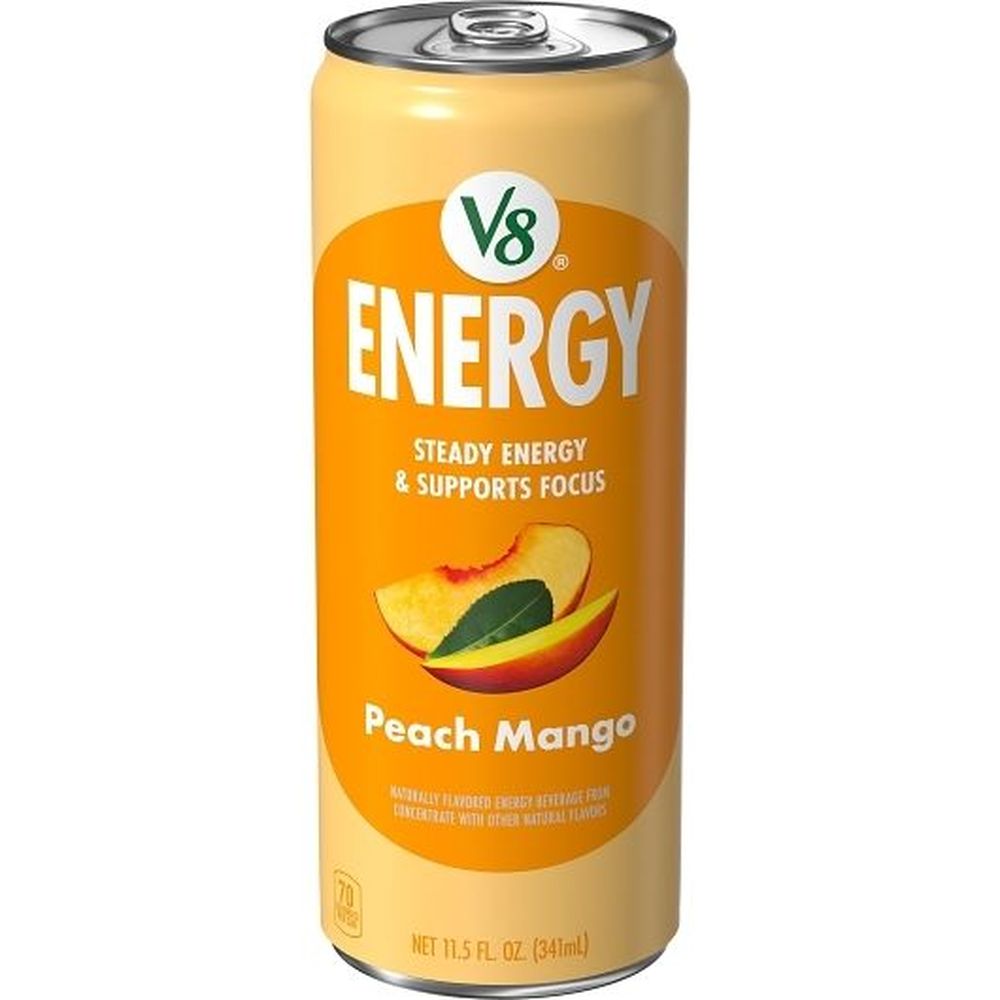 V8 Plus Energy Peach Mango Juice Drink Blend, 11.5 Fluid Ounce -- 12 Per Case