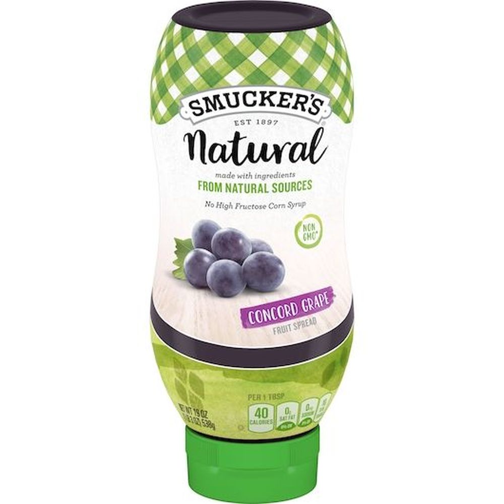 Smucker's Natural Concord Grape Fruit Spread, 19 Ounce Squeeze Bottle -- 12 Per Case