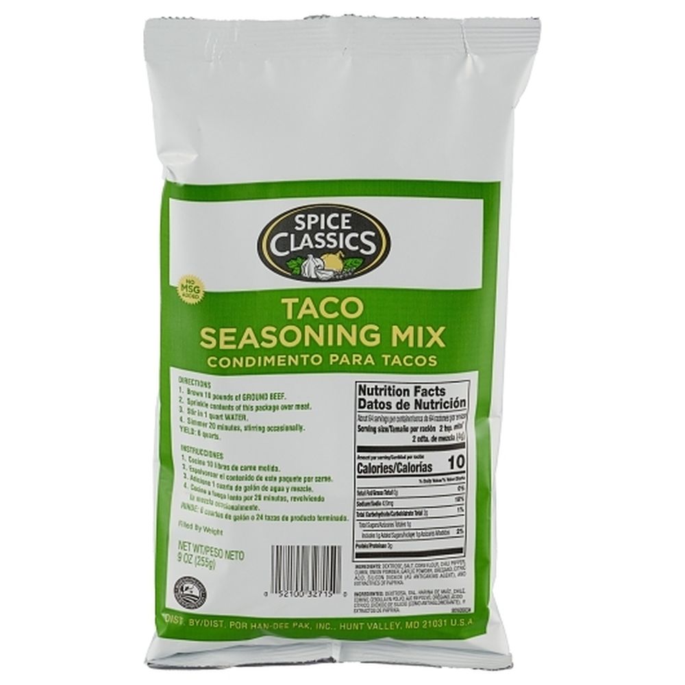 Spice Classics Taco Seasoning Mix, 9 Ounce -- 6 Per Case