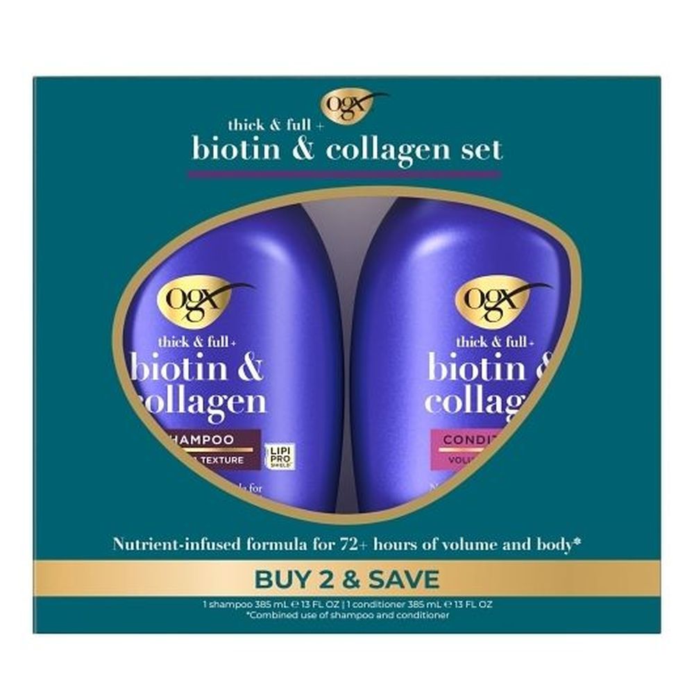 Ogx Thick And Full Plus Biotin And Collagen Shampoo And Conditioner - Twinpack Gift Set -- 6 Per Case