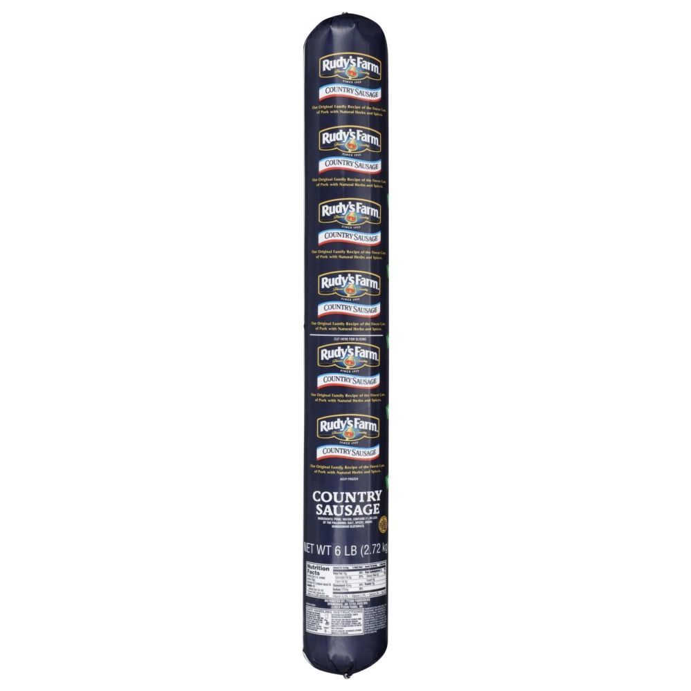 Rudy’s Farm Raw Whole Hog Mild Country Pork Sausage Roll, 6 Pound -- 4 Per Case
