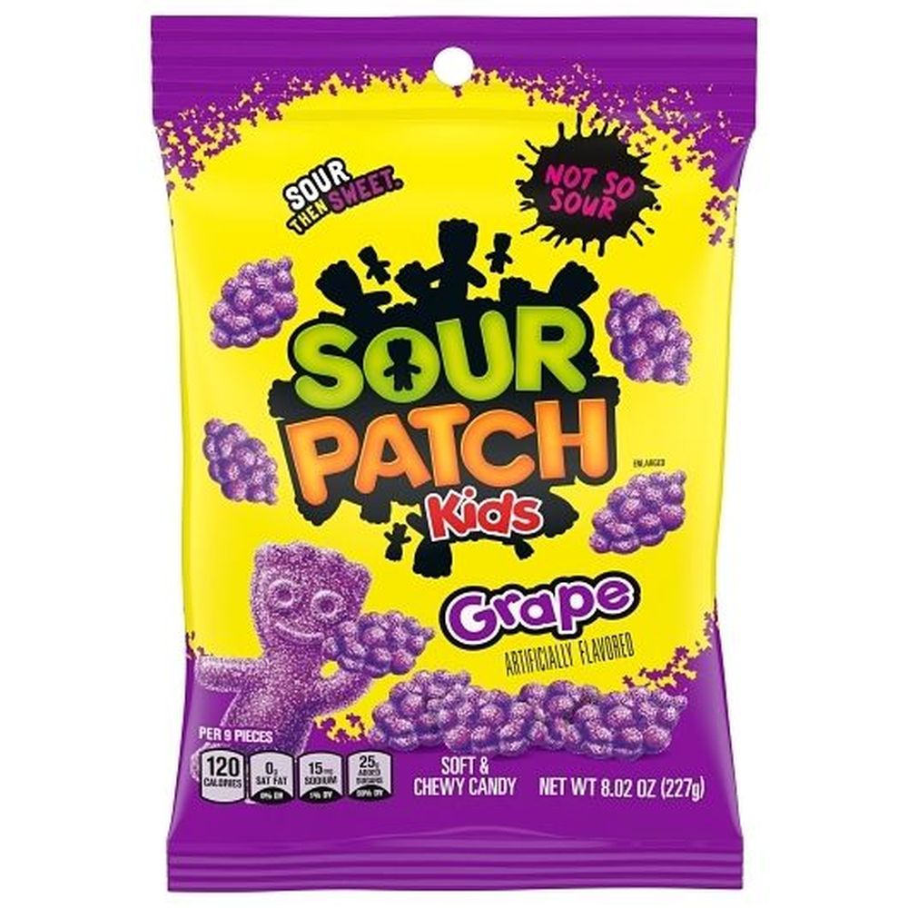 Sour Patch Kids Grape Flavor Soft And Chewy Candy, 8.02 Ounce -- 12 Per Case
