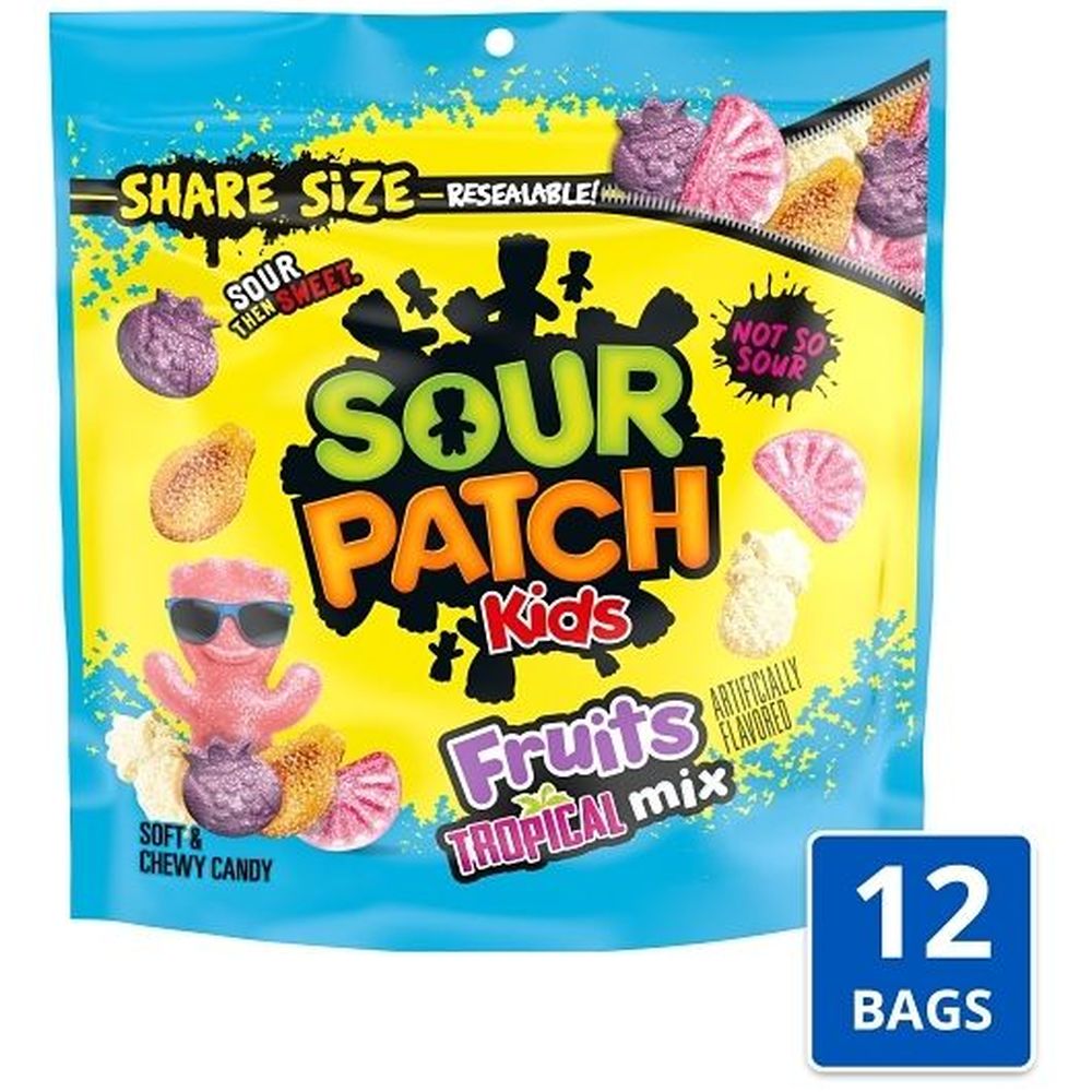 Sour Patch Kids Tropical Fruit Mix Soft And Chewy Candy, 11.11 Ounce -- 12 Per Case