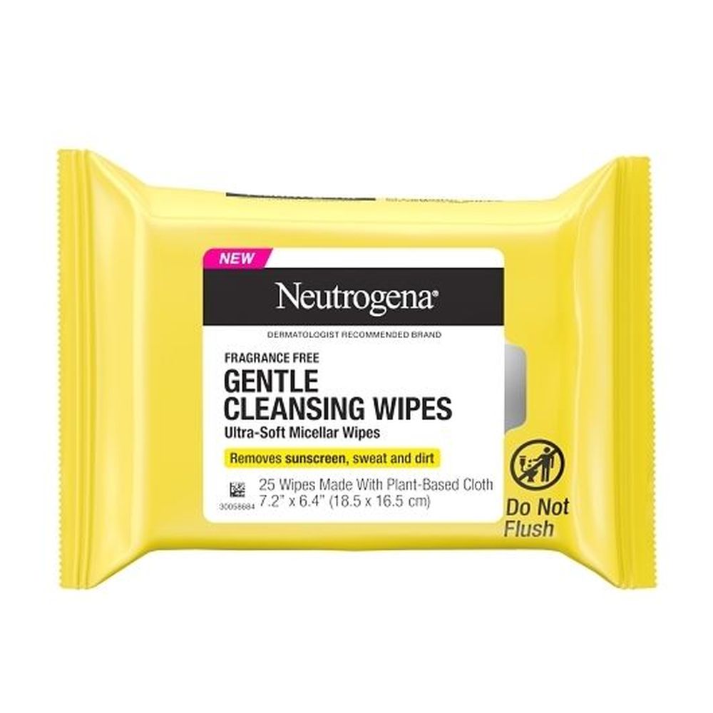 Neutrogena Fragrance Free Gentle Clean Ultra Soft Micellar Wipes, 25 Count -- 6 Per Case