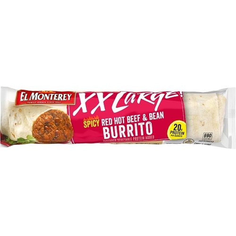 El Monterey XX Large Spicy Beef Bean Burrito Case | FoodServiceDirect