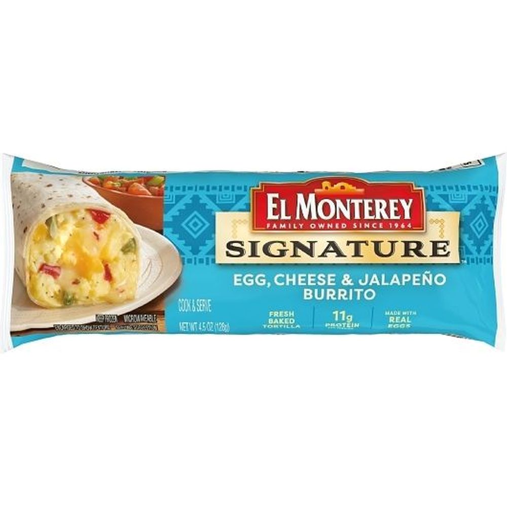 El Monterey Signature Individually Wrapped Egg, Cheese And Jalapeno Burrito, 4.5 Ounce -- 24 Per Case