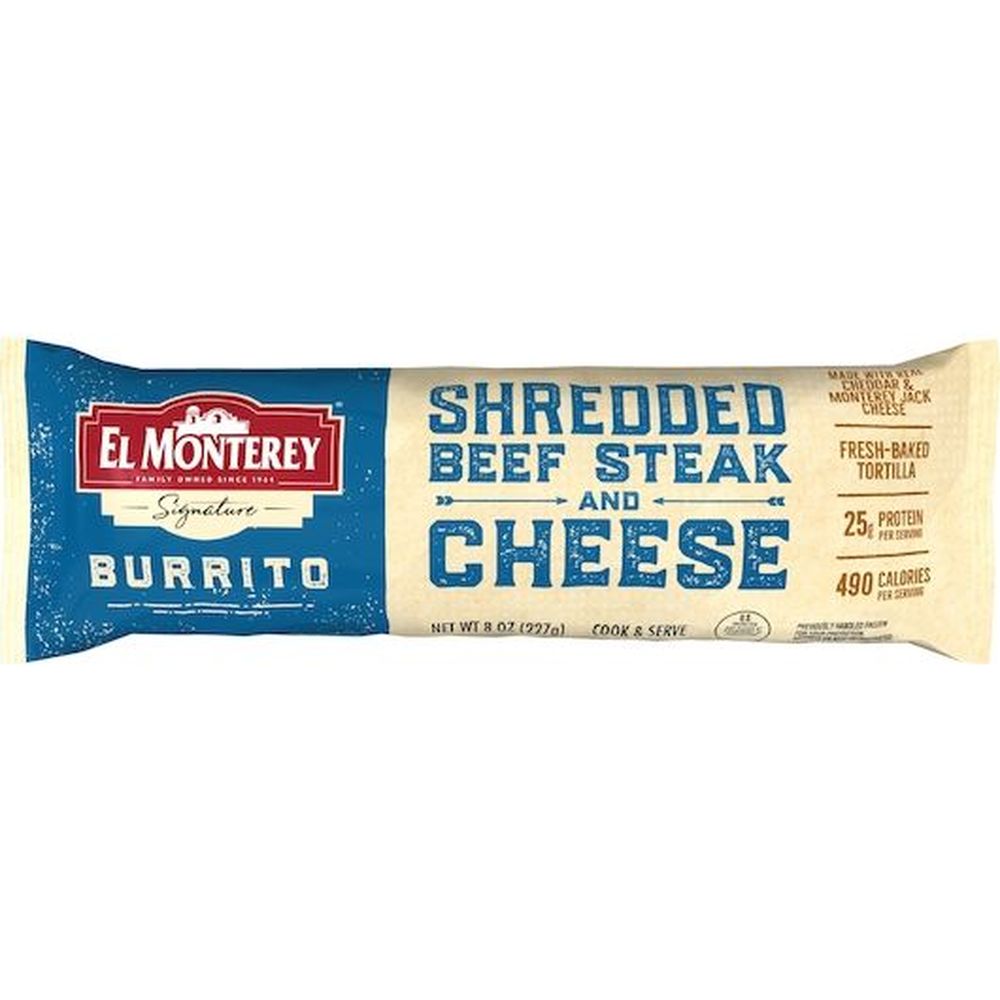 El Monterey Shredded Beef Steak And Cheese Burrito, 8 Ounce -- 12 Per Case